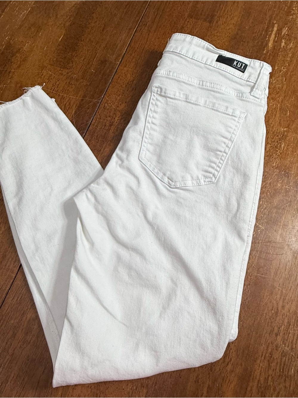 KUT From the Kloth Connie High Rise Ankle Skinny Jeans White Size 4 Raw Hem - Picture 6 of 9